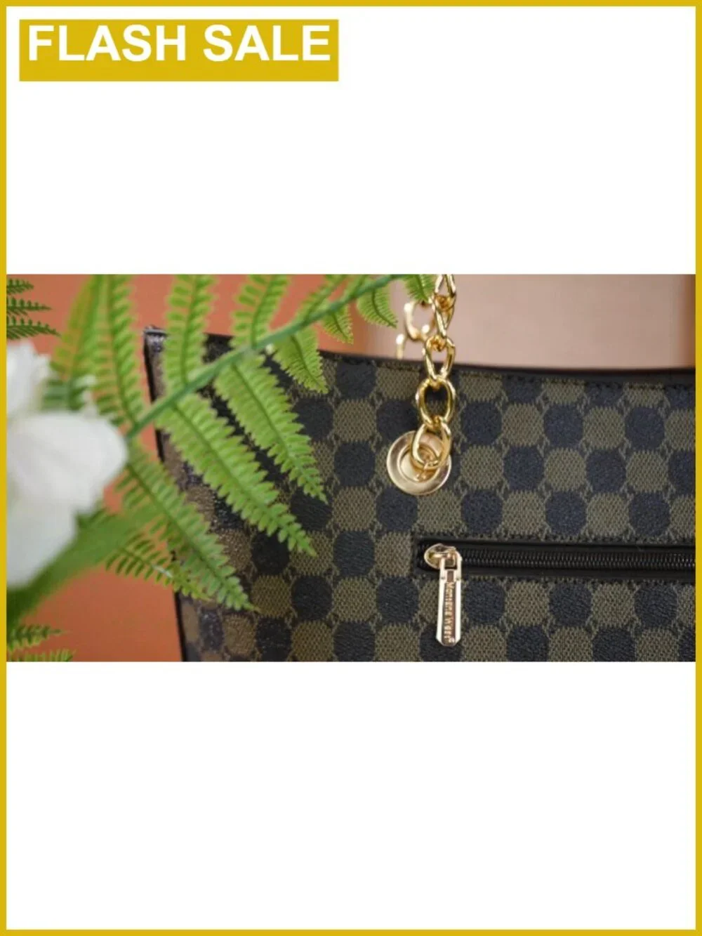 Chic PU Leather Satchel Tote Bag with Chain Handle for Women